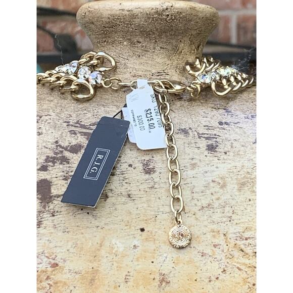 RJ Graziano Necklace Womens Gold Chain with Crystals Statement Piece - Picture 6 of 12